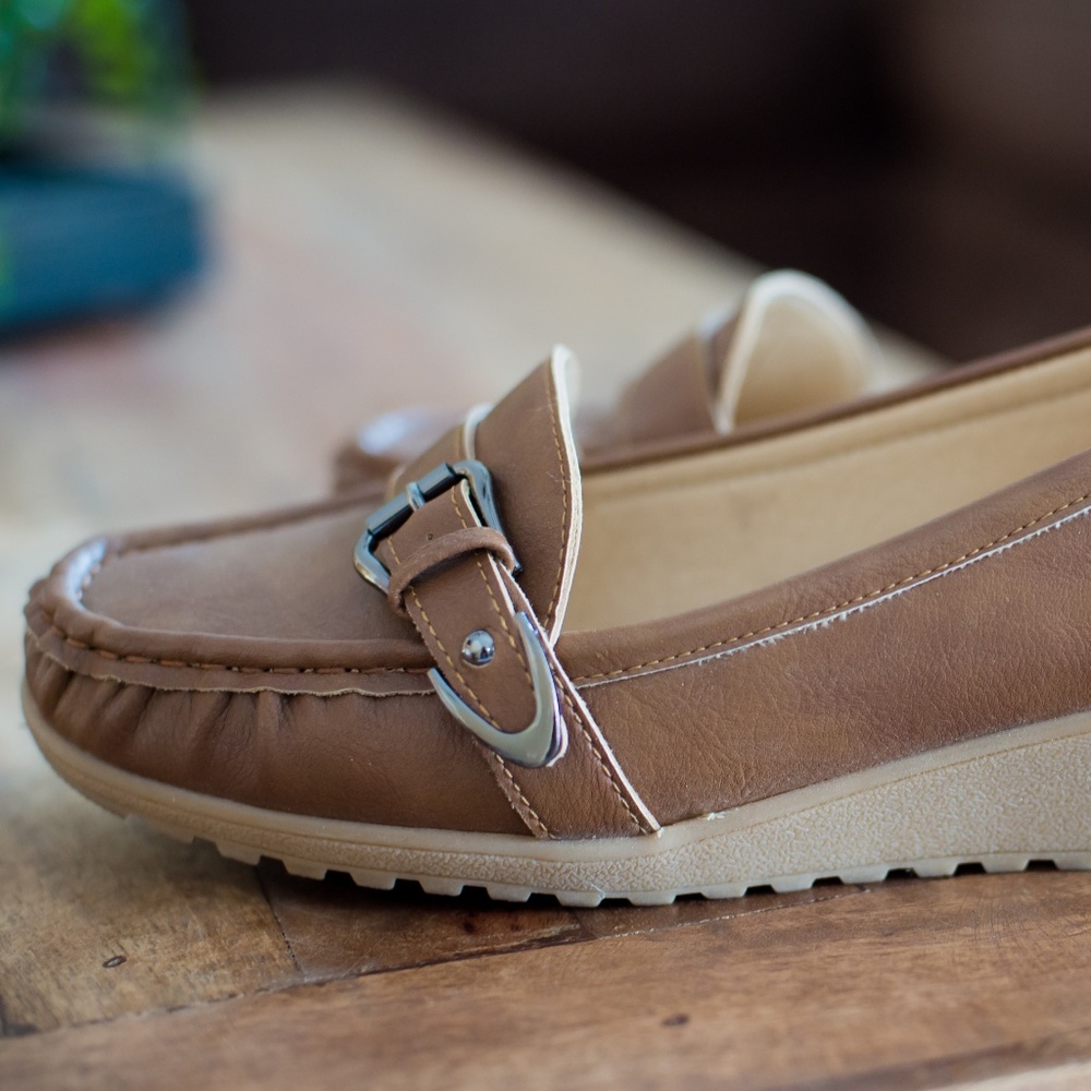 Spicy Footwear Tan Buckle Loafer